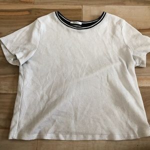 white and black hollister waffle top